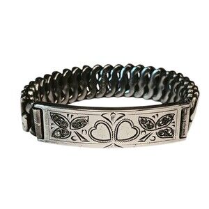 VTG Pitman & Keeler Sterling Silver Sweetheart Expansion Bracelet Clear Stones
